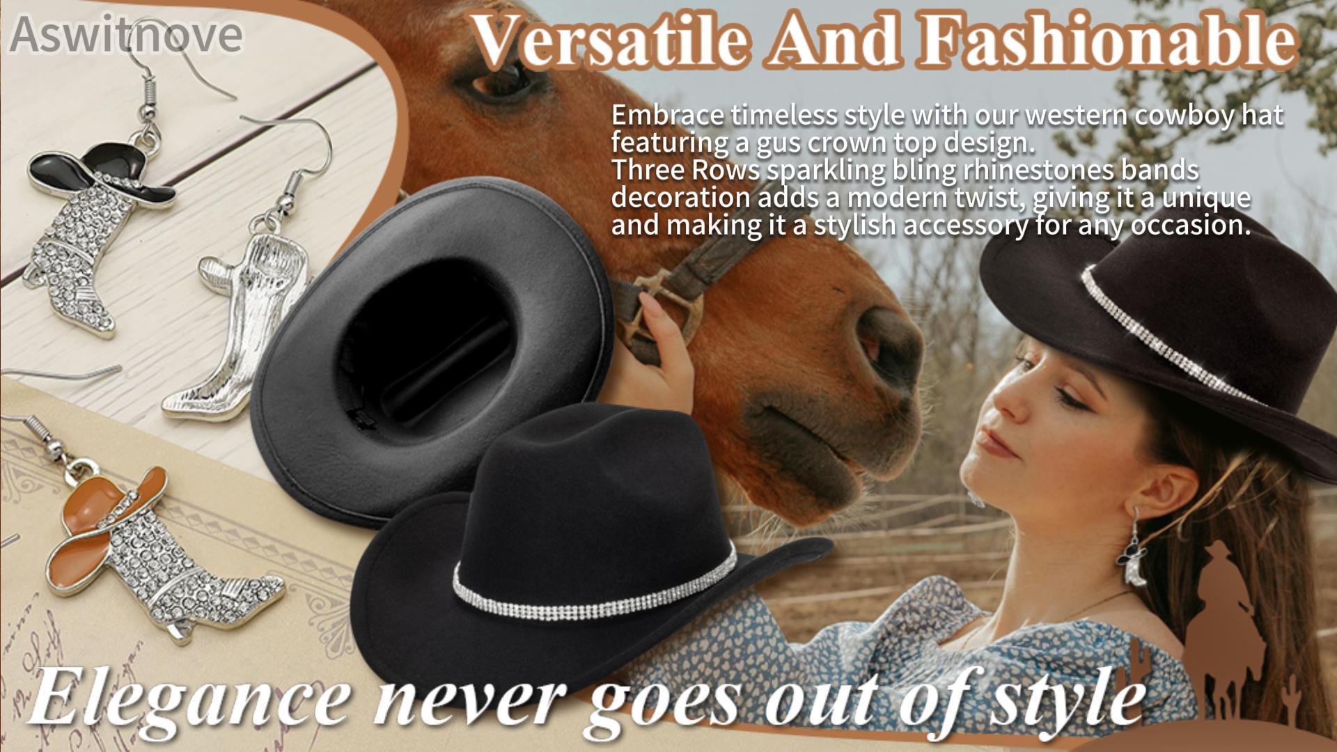 Cowboy Hat Dropship Western Style Rhinestone Cowgirl Hat Felt