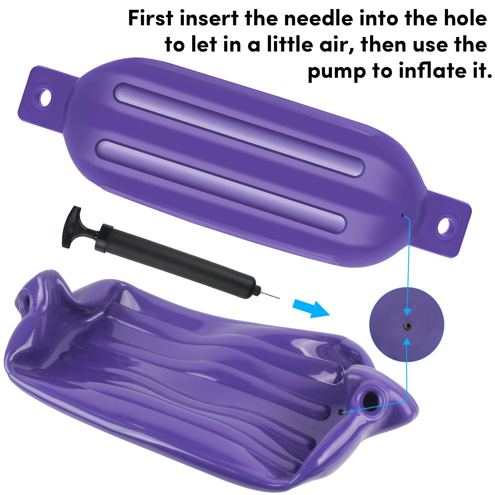 VEITHI Boat Fenders 4 Pack, Ribbed Twin Eyes Vinyl Boat