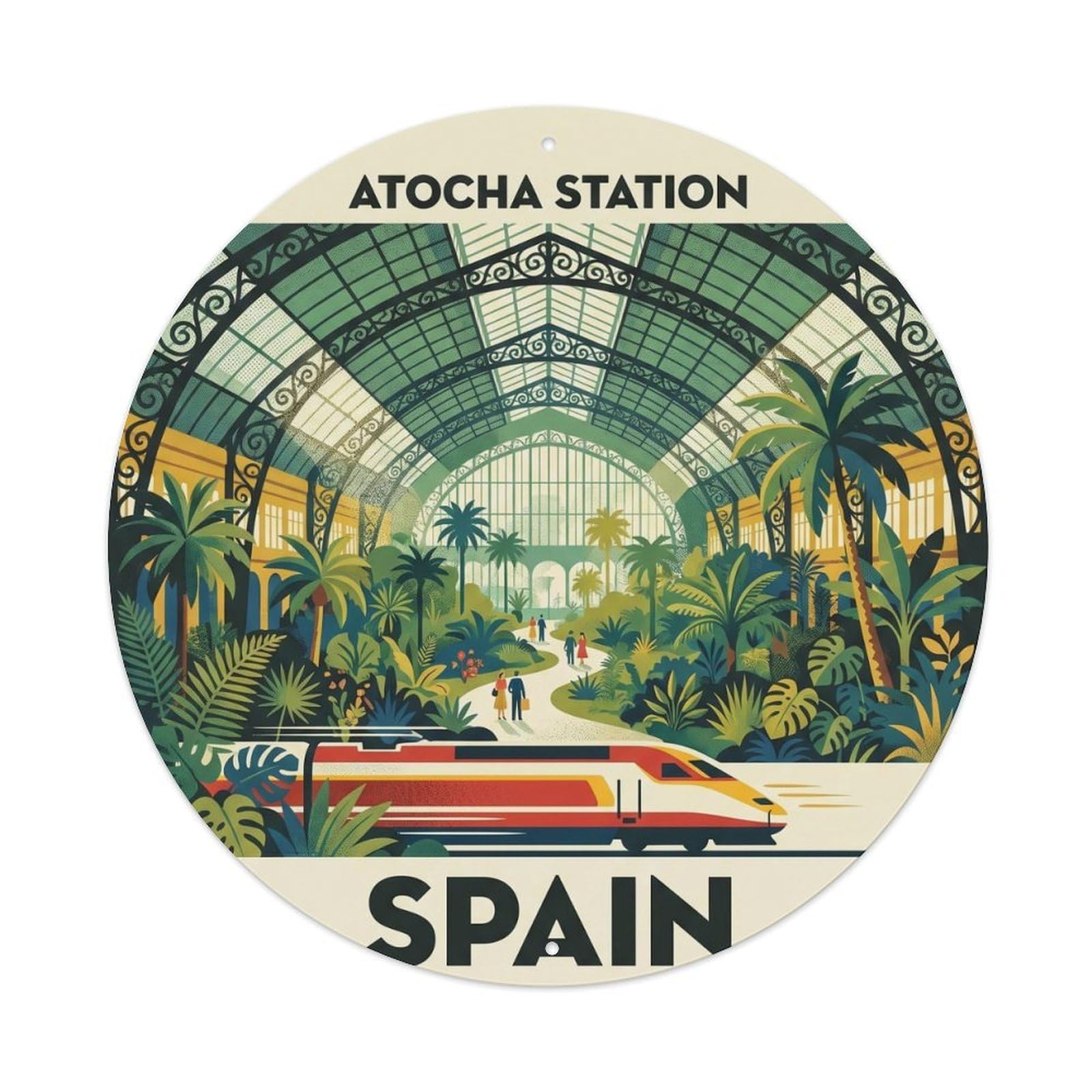 Madrid Atocha Station Spain Landmark Travel Metal Tin Sign