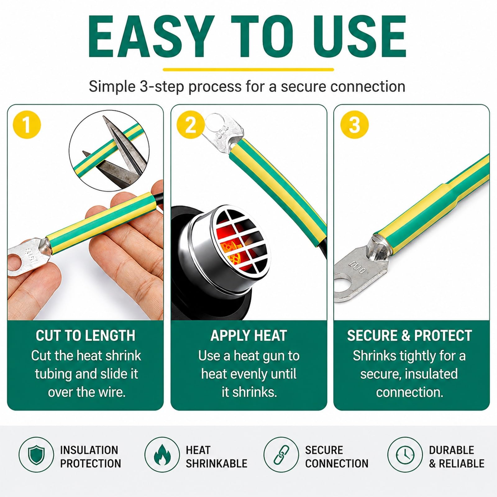 Cable De Tierra Verde Amarillo Cobre Flexible Para Puesta A Tierra Solar FV | Cubierta PVC Retardante de Llama, Cobre OFC Flexible, Solar FV, Inversor, Puesta a Tierra(100ft,18AWG(0.75MM2))