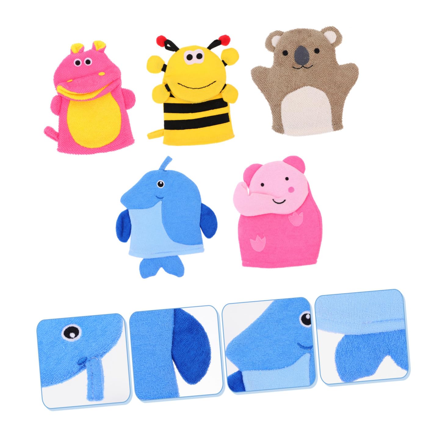 Guantes de Baño Exfoliantes Infantiles 5 Piezas de Fibra