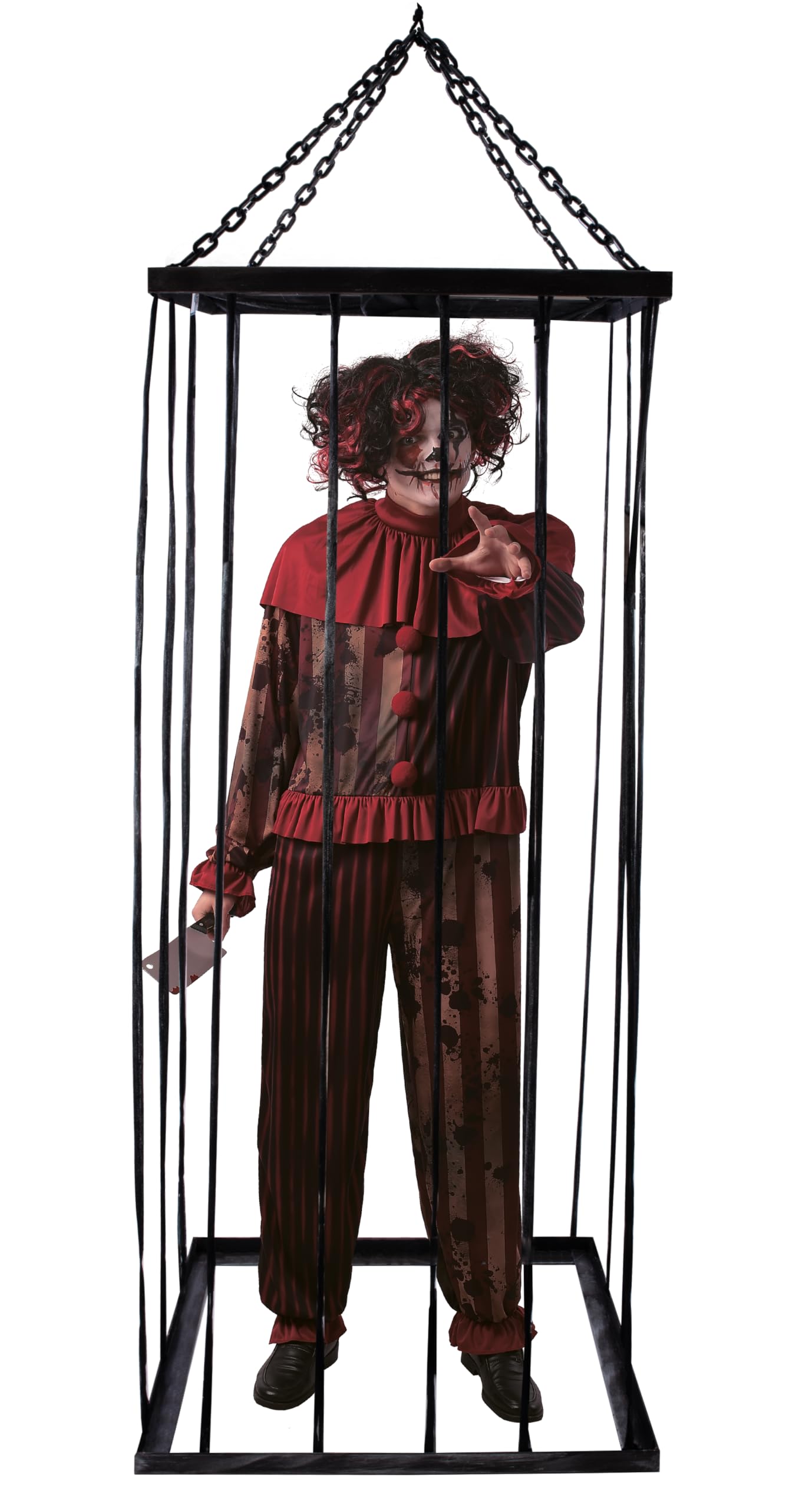 P'tit Clown - 22229 - Cage à Suspendre - 2 m - Parfaite pour Décoration Halloween Effrayante - Idéale pour Maison Hantée, Ambiance Sinistre et Fêtes Terrifiantes