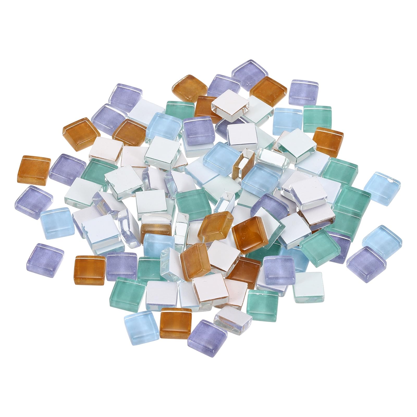 sourcing map Mosaic Tiles, 1 x 1cm Micro Glass Tiny Mini Mosaic Tile DIY Hobbies Handmade Crystal Free Stone Craft Material Creativity (Cyan Blue Purple Series Pack of 110)