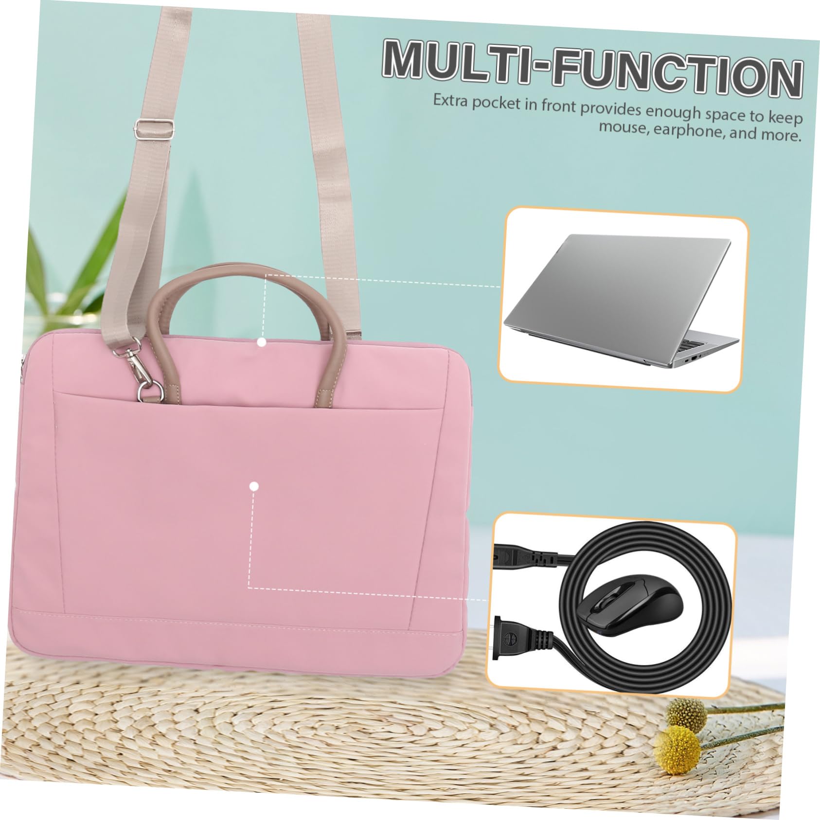 Operitacx Computadora Portatil Portatil Bolsas De Computadora Para Hombres Mochila Portatil Mujer Bolso Portátil De Bolsa Pequeña Portátil Llevar Portátil Plegable Manejar Rosa Poliéster