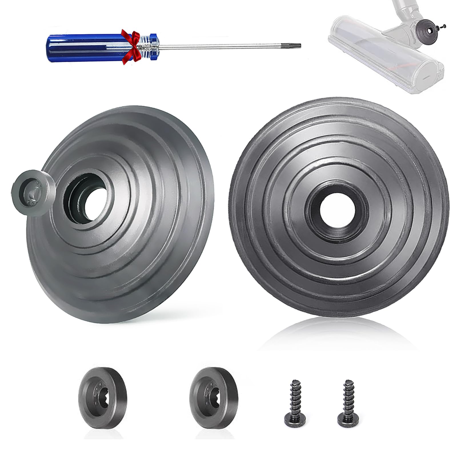 KiimSin V-Ball Wheels Replacement Part for V6 V7 V8 V10 V12 DC58 DC59 DC62 DC72 DC74 SV10 SSV12 SV20, 35W 50W Direct Drive Cleaner Head Accessories, 2Ball Wheels+2Screw+2Fixing+Screwdriver