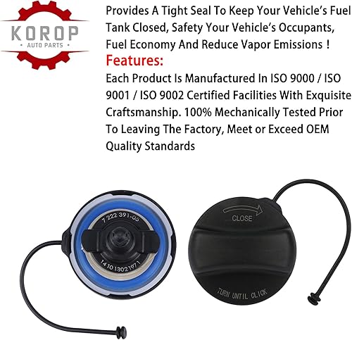 Miniatura 3 de Tapa de gas de repuesto # 16117222391,10844,31848, compatible con Mini Cooper, BMW E39 E46 E60 E90 E92-128i 320i 325i 328i 328xi 330i 330xi 335i