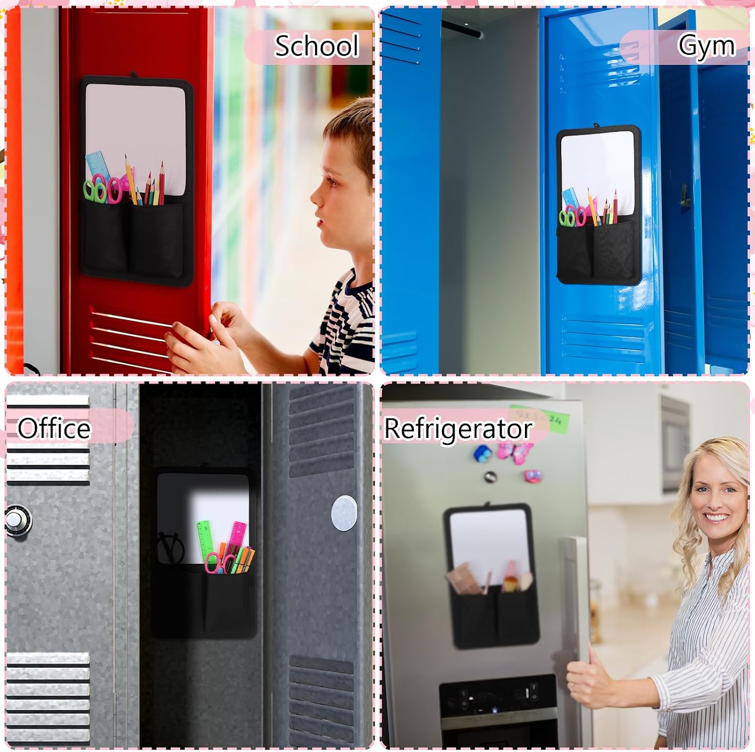 Briwooody Magnetic Locker Organizer 13" Locker Accessories,Black image 3