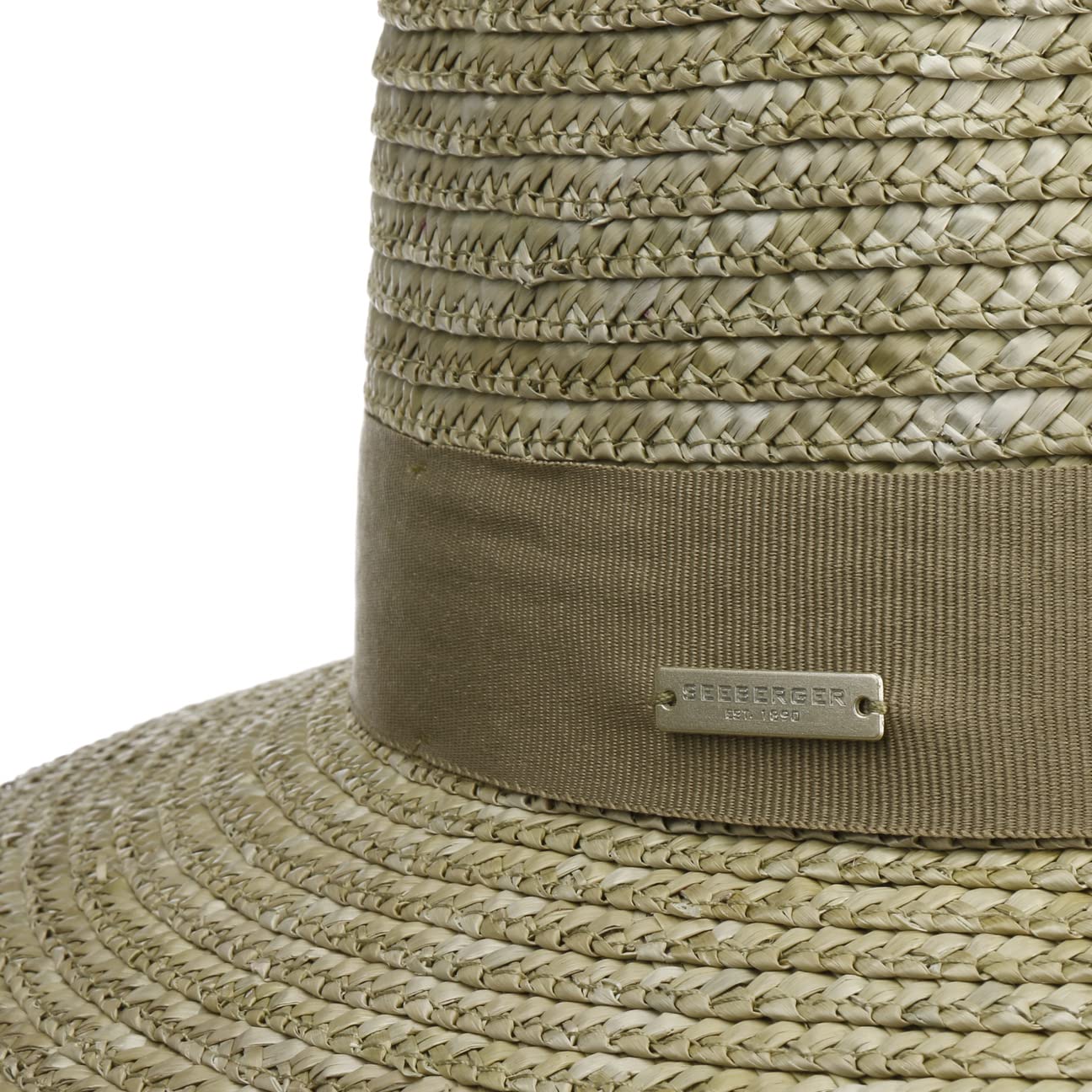 Seeberger Sombrero de Paja Rileja Mujer - Trenzado Verano con Banda Grosgrain Primavera/Verano