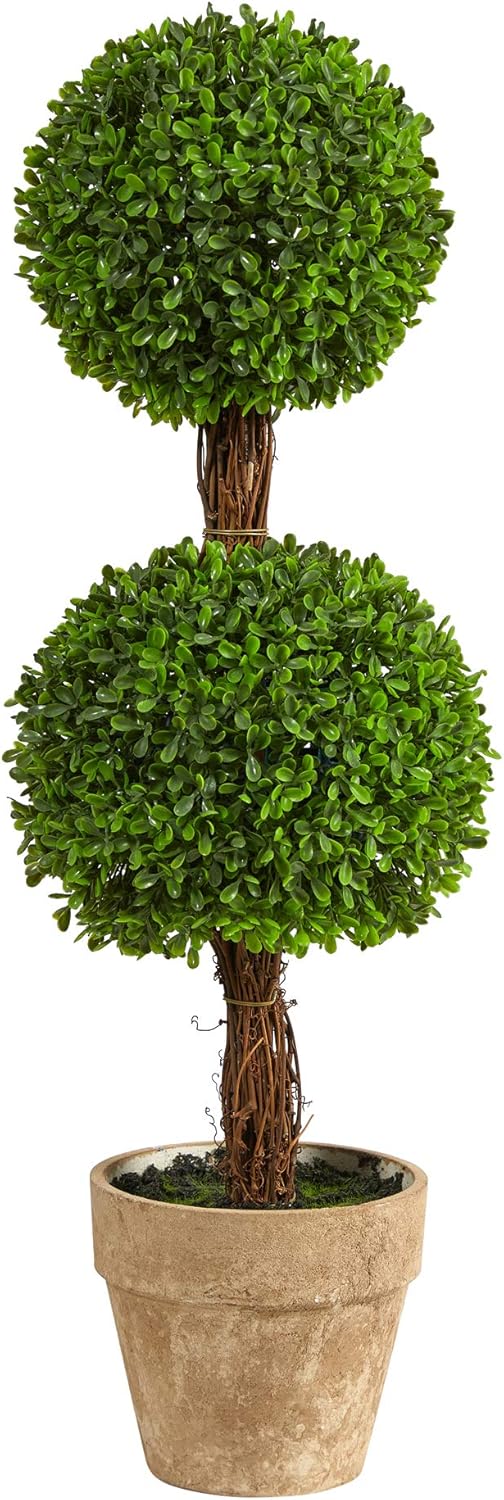 2.5ft. Boxwood Double Ball Topiary Artificial Tree (Indoor/Outdoor)