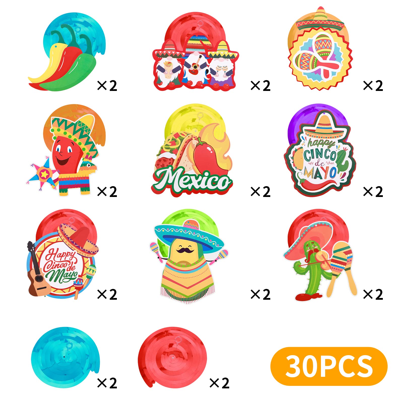 Set 34 Pezzi Decorazione Messico Fiesta - Props Per Feste, Carnevale, Tema Messicano