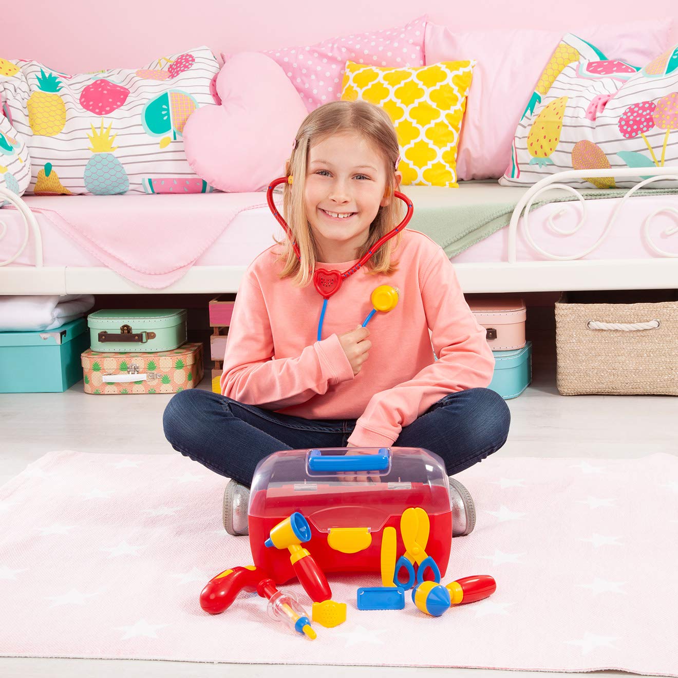 Bayer Design Valigetta da Dottore, Medico Kit con Accessori, Gioco di Ruolo Bambini, 34 Pezzi