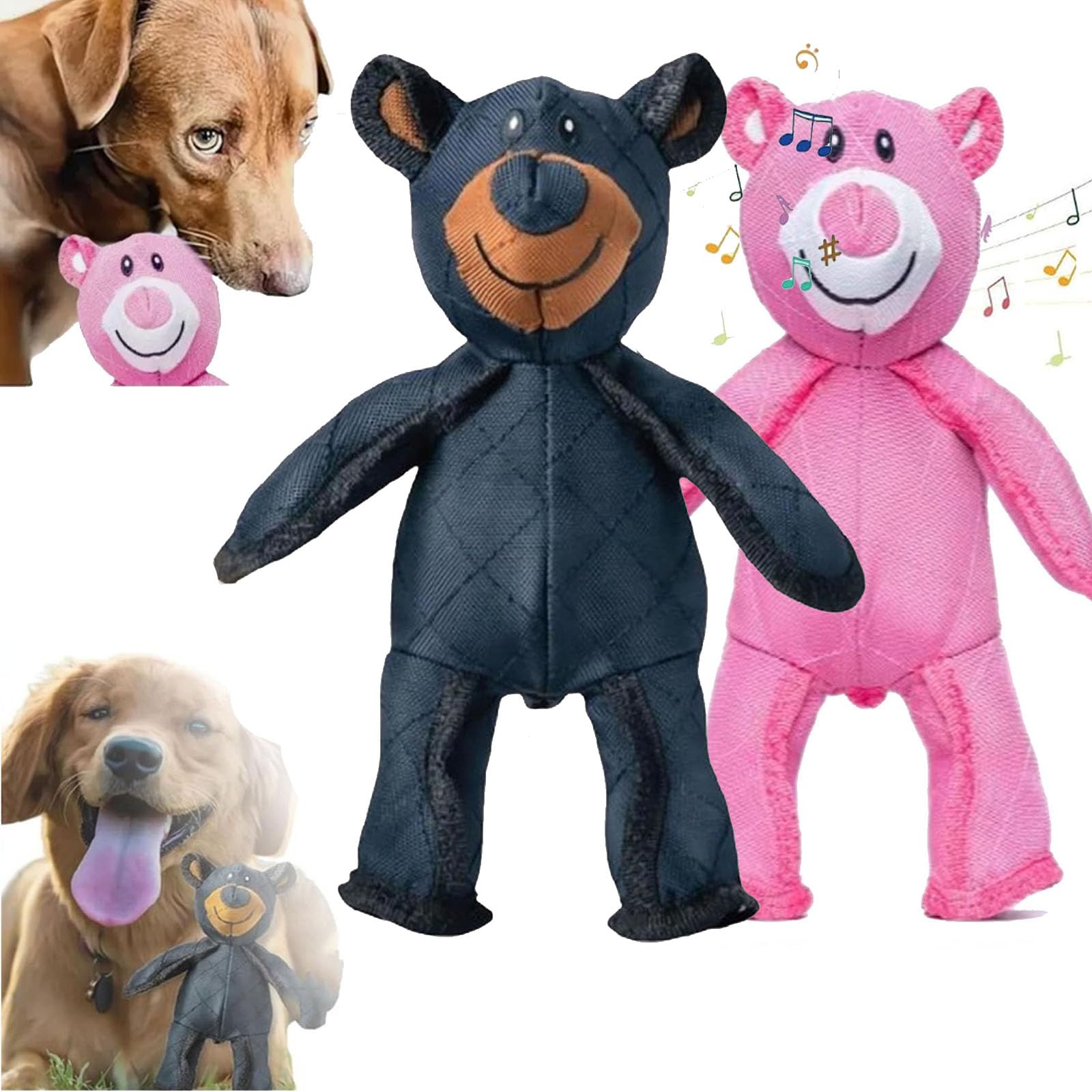 Sydzkjyxgs 2-Pack Unbreaka-Bear Dog Toy,Plush Bear For Aggressive Chewers Dog Companion, Mighty Bear Pet Toy Indestructible Tough Dog Squeaky Toys,