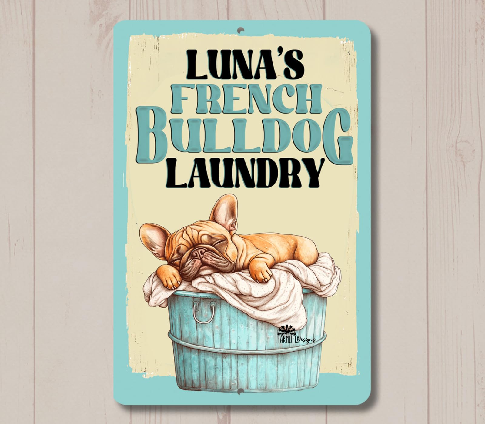 French Bulldog Custom Laundry Room Sign personalized bull dog metal tin art home decor