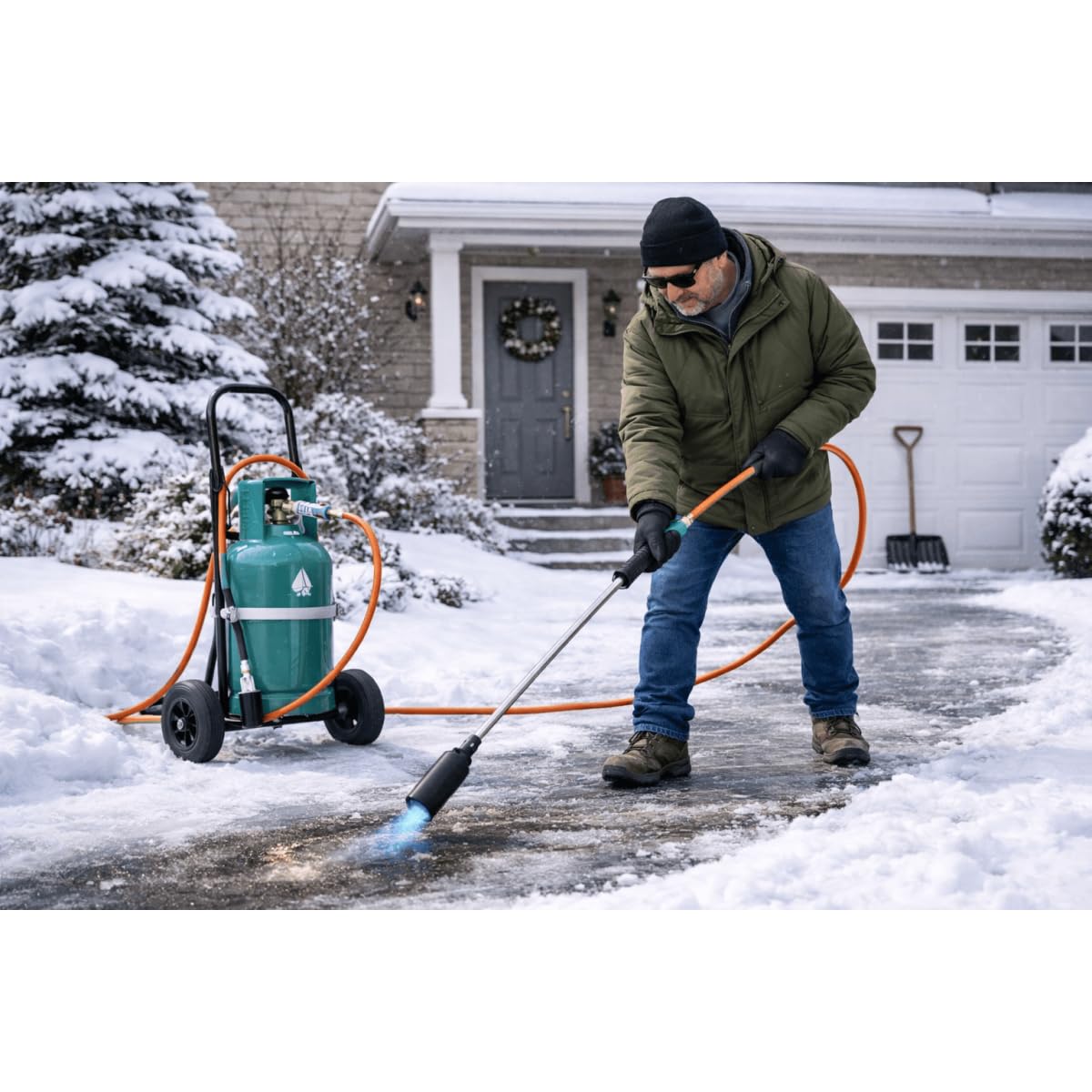 PROWELTEK - Désherbeur Thermique Professionnel à Gaz Propane – Kit Complet Haute Performance pour Grands Jardins. Inclus : Brûleur 50mm, Tuyau 5m Pro, Chariot à Roues. Chaleur Puissante.