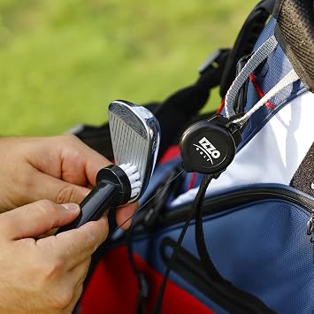 Izzo Golf Dual Golf Club Brushes - Includes a Brush for Golf Clubs & Brush to Clean Golf Club Grooves, with Golf Bag Zinger Black