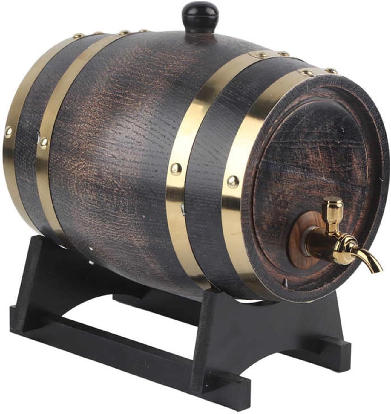 Wood Wine Barrel 3L Retro Striped Black Wine Brandy Whisky Barrel Oak Red Wine Bucket Container Faucet