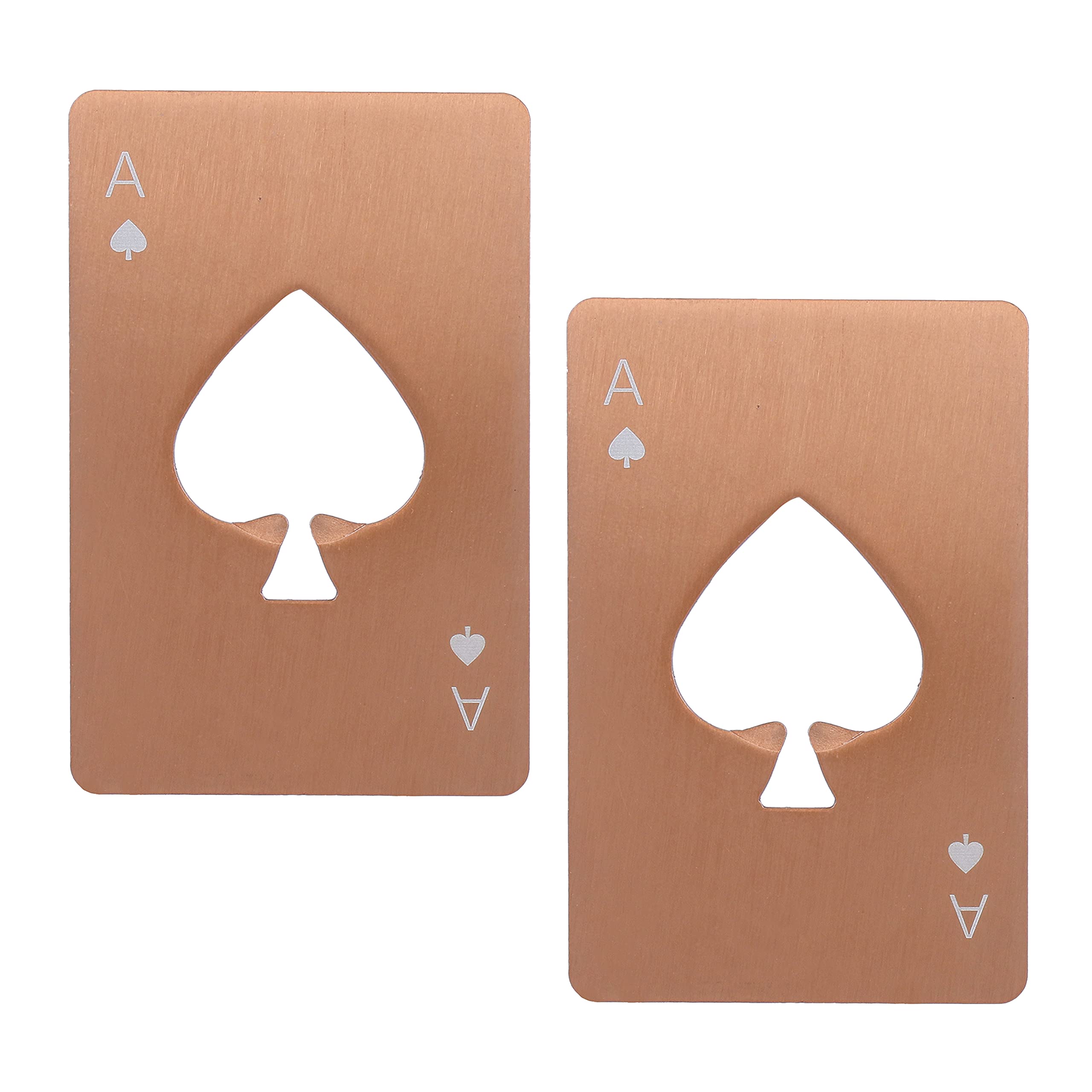 BURRDOFF Premium Bottle Openers (Set of 2), Stainless Steel Bottle Opener for Beer Wallet Size Bottle Openers Ace of Spade Bottle Cap Opener Copper Rose Gold