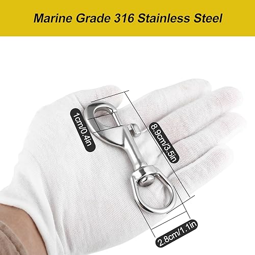 Miniatura 2 de Ganchos giratorios para bandera, clips de asta de bandera resistentes de 3.5 pulgadas para cuerda de asta de bandera, perno de acero inoxidable de