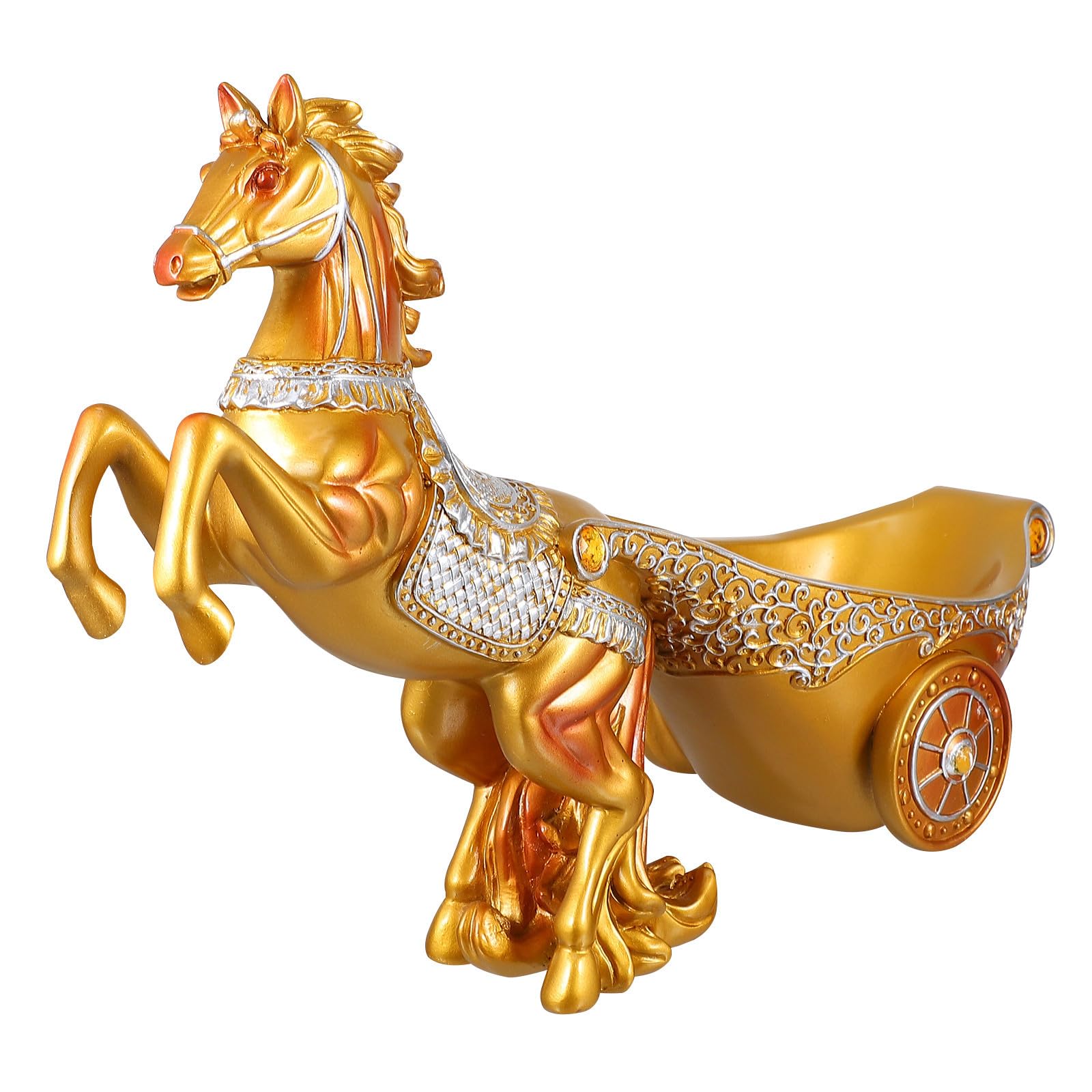Portavini a Carrozza Cavallo in Resina Sintetica Oro per Tavolo
