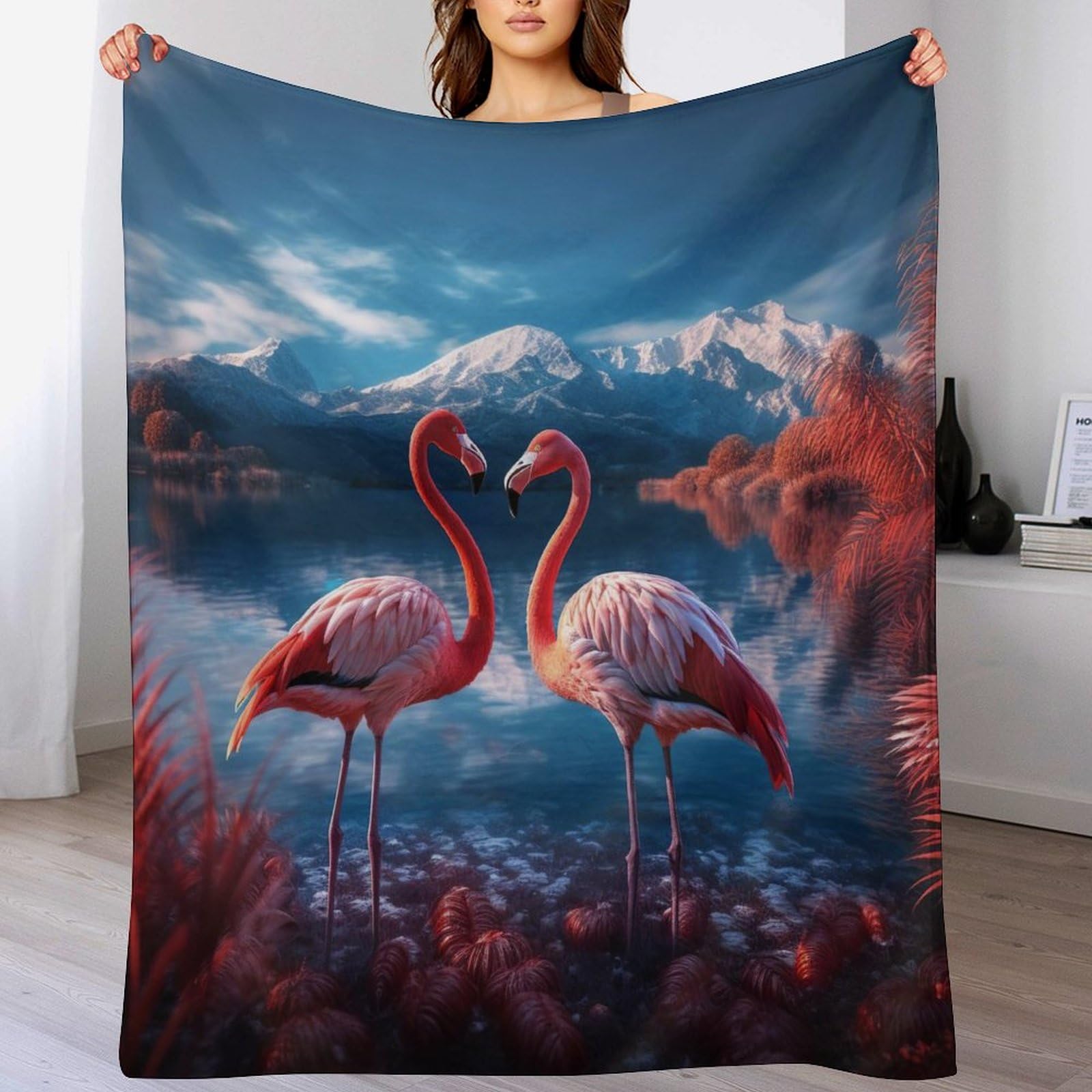 Couverture flamant rose en polaire pour réchauffer vos hivers