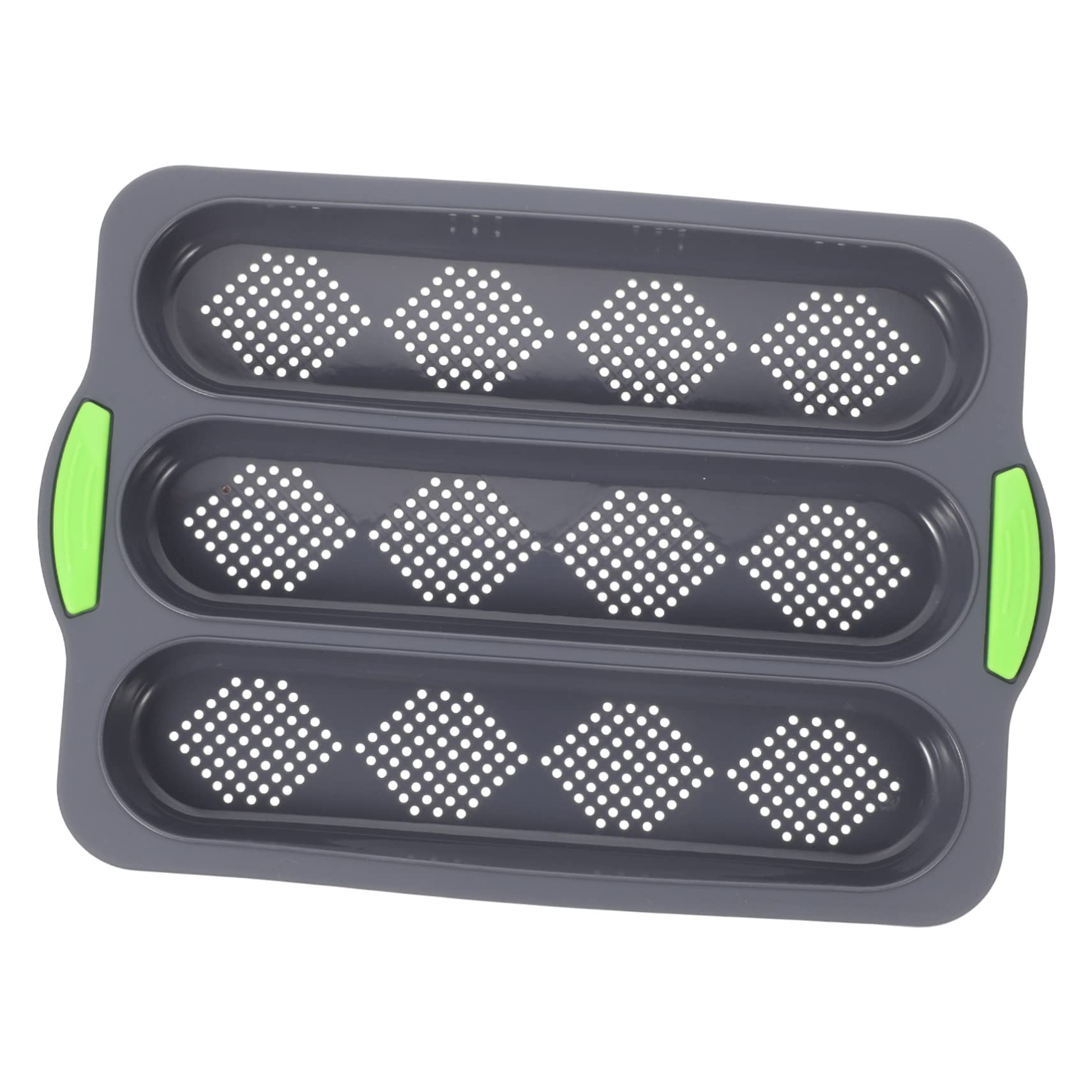 PRETYZOOM Kitchen Silicone Three-slots Bread Mold Non-stick Baking Pan for French for Home Deep Handles