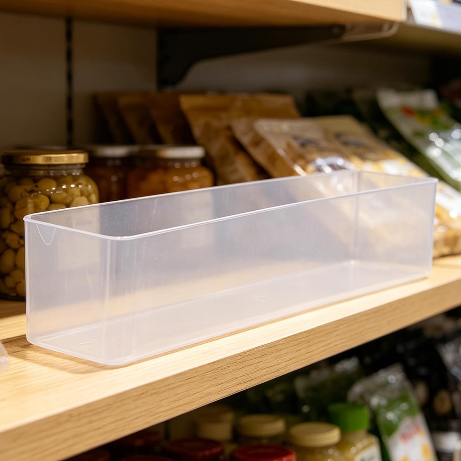 2Pcs Clear Rectangle Display Box - Plastic Shelf Tray for Convenience Store Food Presentation - Small Goods Holder for Candy