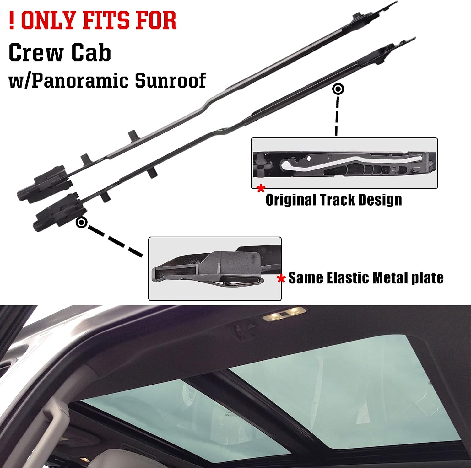 Sunroof Track Compatible for Ford F150 2015-2020 F250 F350 F450 2017-2019 Sunroof Guide Rails FL3Z-1651071-A