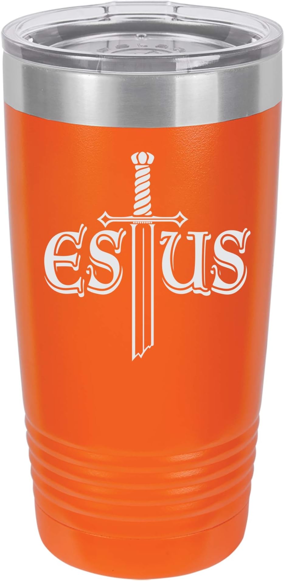 Souls of the Dark Estus Flask Design Engraved Vacuum Insulated Travel Drink Tumbler, 20 Oz, Orange