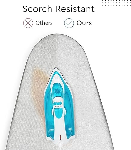 Vista 94 de Encasa XO Funda para tabla de planchar y almohadilla de 49"x18" - Acolchado grueso de fieltro de 3mm, ajuste con cordón y bloqueo, fácil de colocar