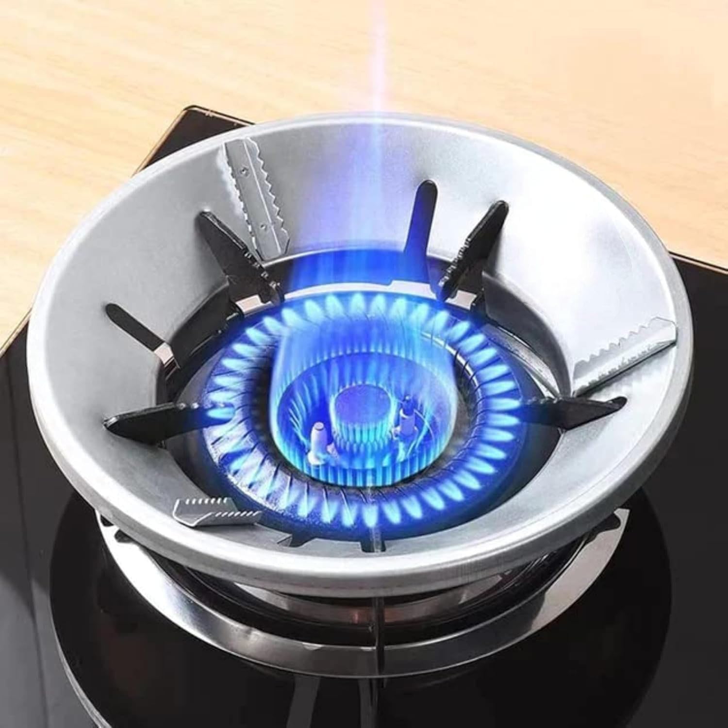 Pack Of 3 Premium Gas Saver Burner Stand Chula Burner gas Saver Stand Jali Ring Fire & Windproof Energy Saving, Chula Support Stand 4 Legs Supported for Indian Gas 0.7MM (Black, Pack Of 3) — Amazon image 8