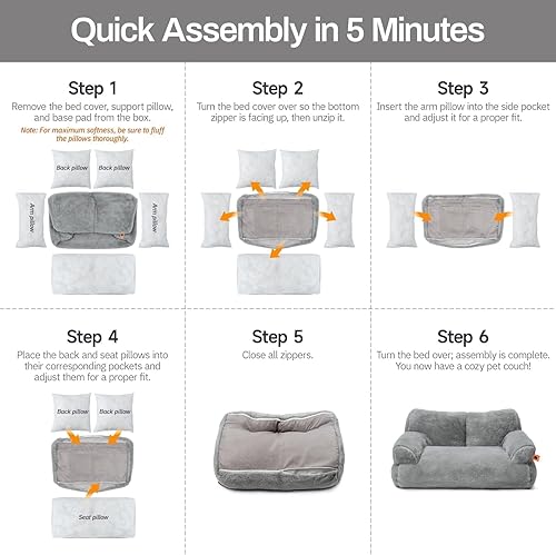 Miniatura 8 de MEWOOFUN Sofá cama de interior para gatos, cama, lavable, para gato o perro pequeño o mediano de hasta 25 lb, cama esponjosa para mascotas, base