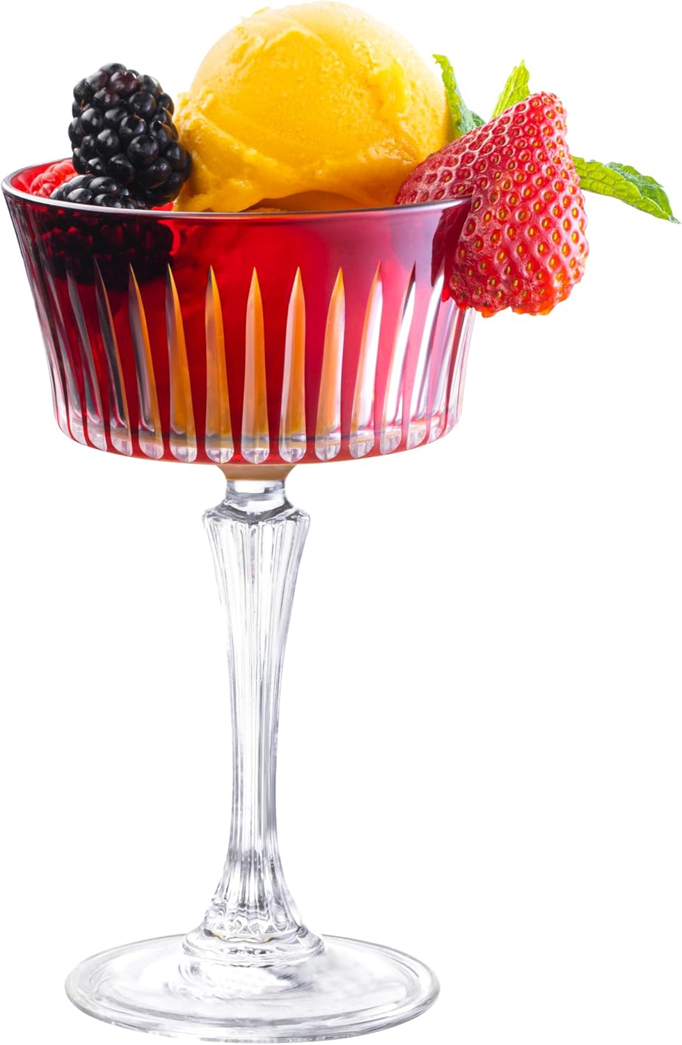 Barski - Colored Champagne Coupe Glasses - Ruby Red Cocktail Coupe Glass, Stemmed Martini Glassware, Can be used for Dessert, Ice Cream - Ruby Red - Set of 6 - Gift Ready - 8.7 oz., Made in Europe