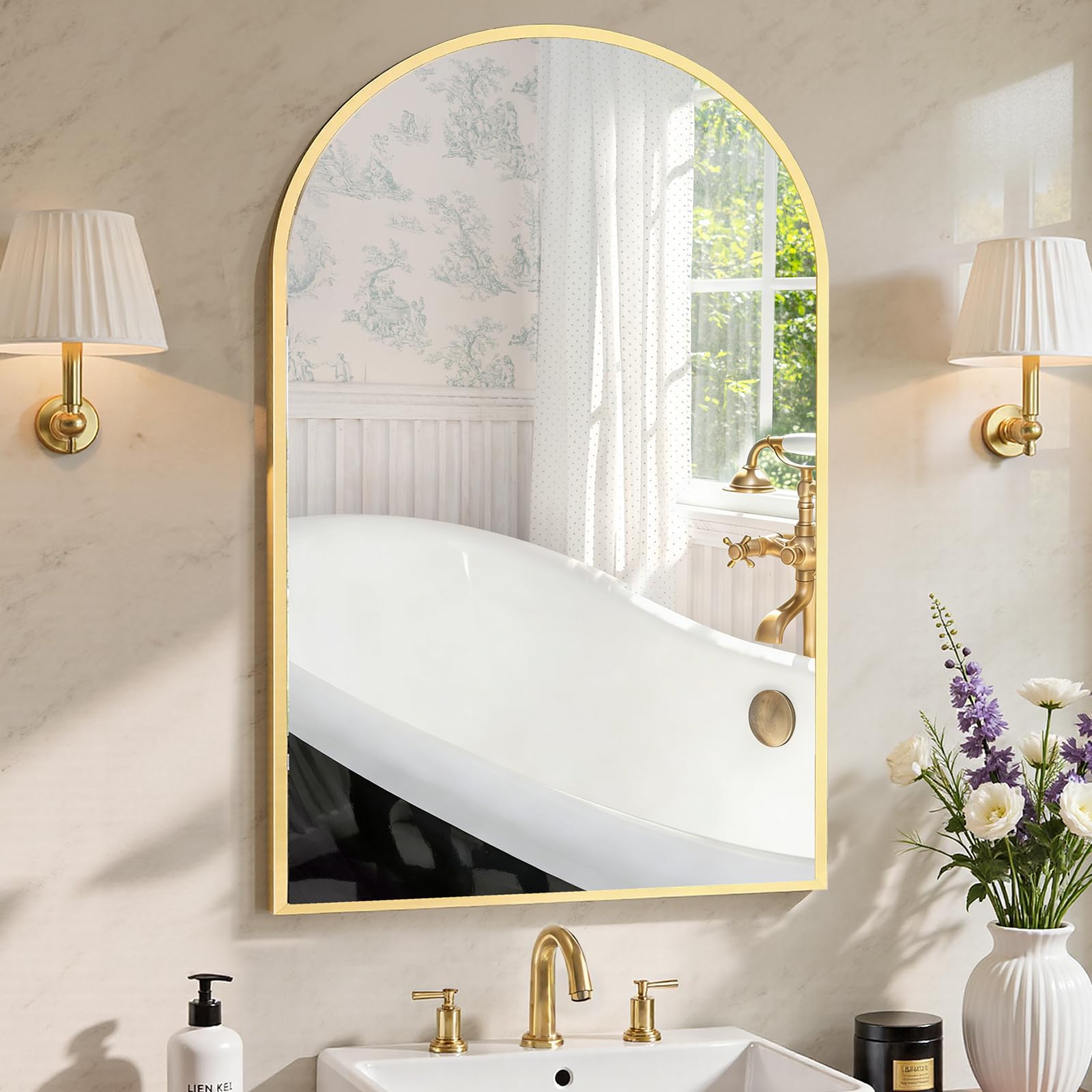 Sweetcrispy 20"x30" Arched Bathroom Mirror, Bathroom Mirrors for Over Sink