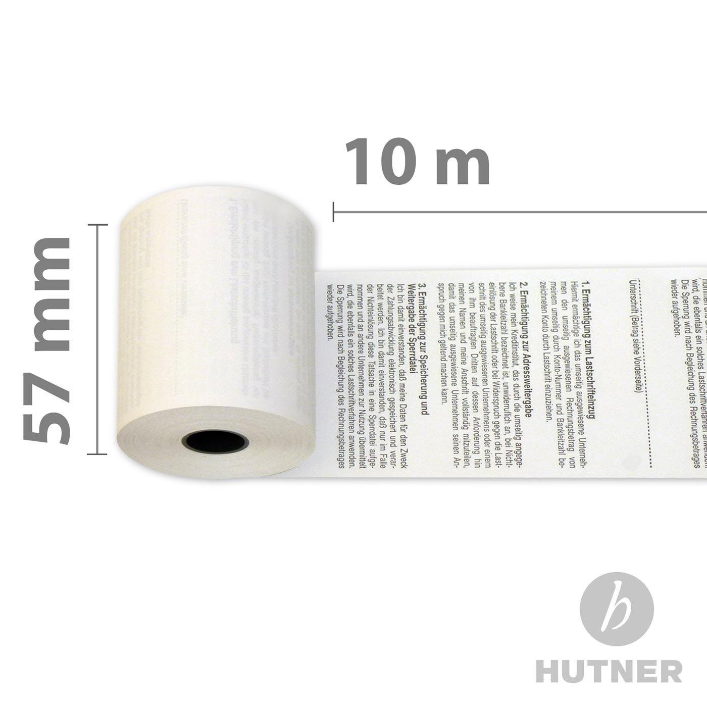 25 Stk. Thermorollen | 57x10x12 mm Ø30mm | mit SEPA Lastschrift | BPA frei | für EC Cash Geräte Rollen | Thermopapier made in Germany | HUTNER