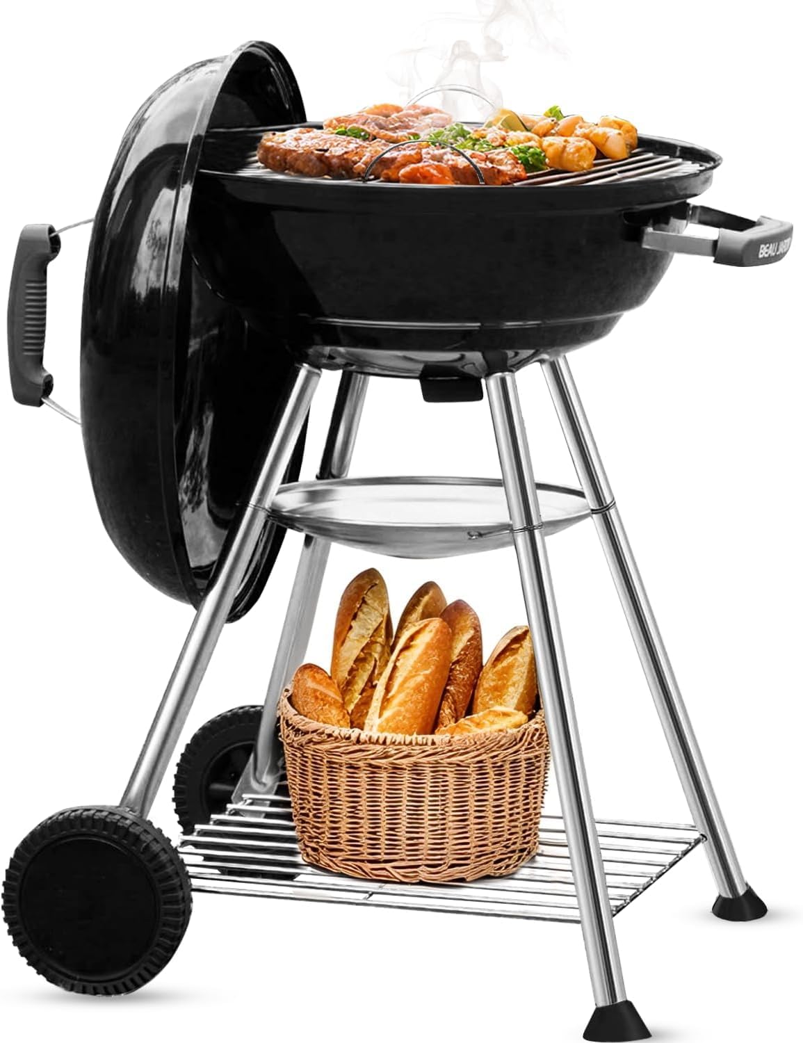 Amazon.co.jp: ポータブル炭火焼き屋外グリル用18インチバーベキュー