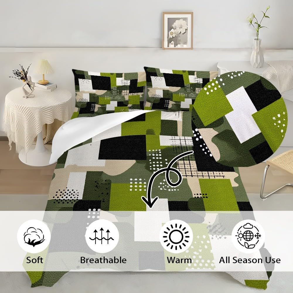 Komplet pościeli 3D, 200 x 200 cm, z mikrofibry, abstrakcyjny wzór maskujący, poszewka na kołdrę z zamkiem błyskawicznym, miękka, hipoalergiczna, wielokolorowa, zestaw pościeli dla dzieci, nastolatków