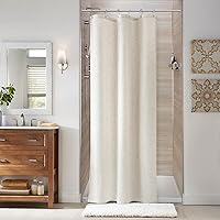 Vista 66 de Naturoom cortina de ducha de 36 pulgadas - cortina de ducha estrecha para espacio pequeño, de medio tamaño, de lino verde ultra gruesa, juego