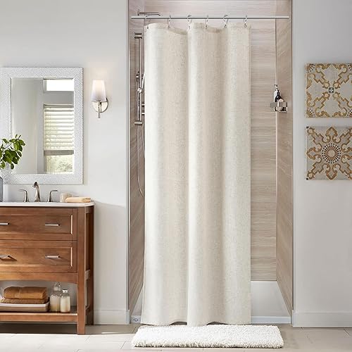 Miniatura 66 de Naturoom cortina de ducha de 36 pulgadas - cortina de ducha estrecha para espacio pequeño, de medio tamaño, de lino verde ultra gruesa, juego
