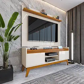 VIANOSSA - Rack ripado 2 Portas com Painel para Tv 50 Polegadas Astúrias 136cm
