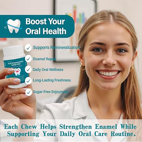 Miniatura 5 de Goma de mascar remineralizante - Goma de mascar sin azúcar con nano hidroxiapatita - Aliento fresco y salud bucal 2.12 oz