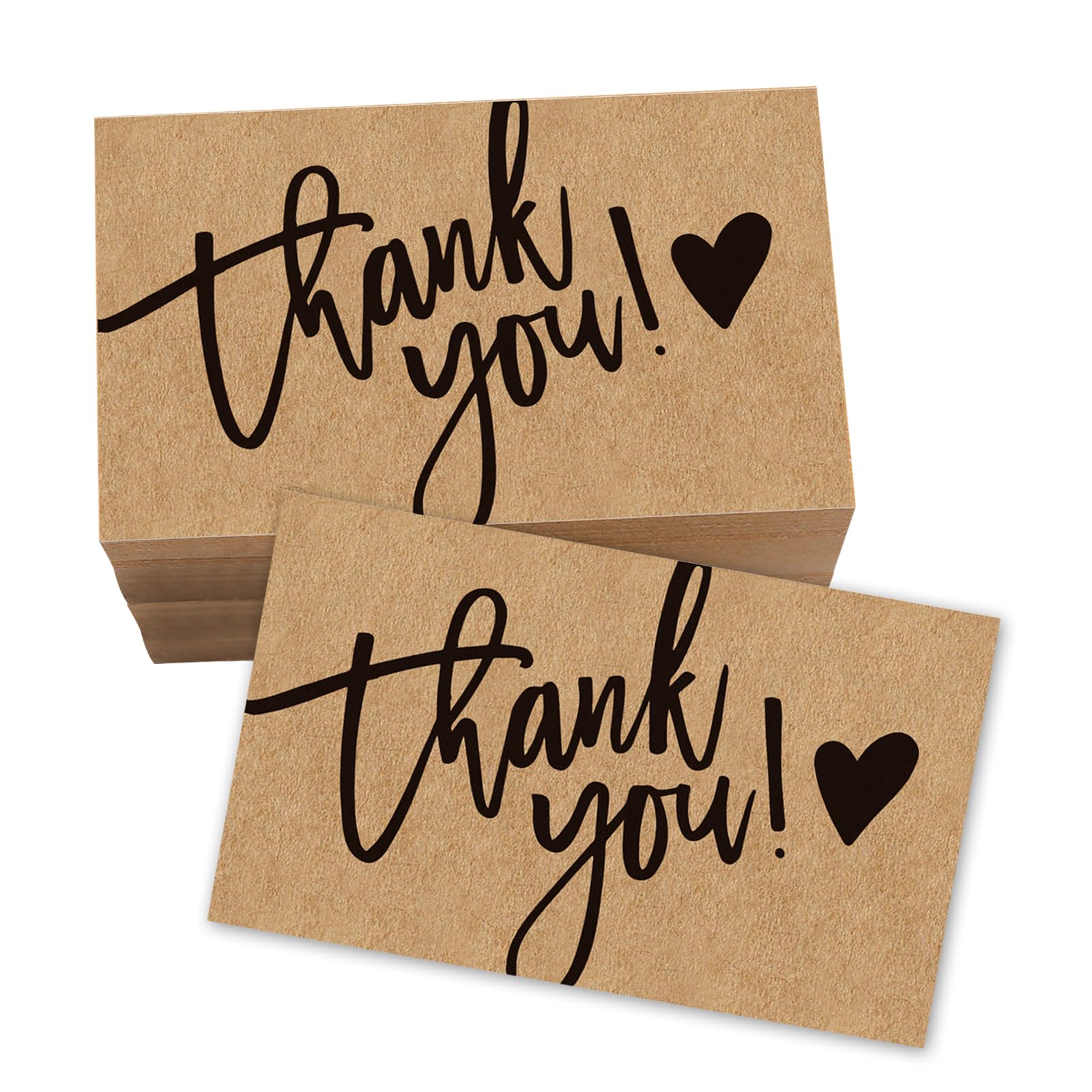 Thank You Cards Multipack, 100pcs Small Thank You Greeting Notes Cards Brown Blank Thankyou Business Card for Birthday Wedding
