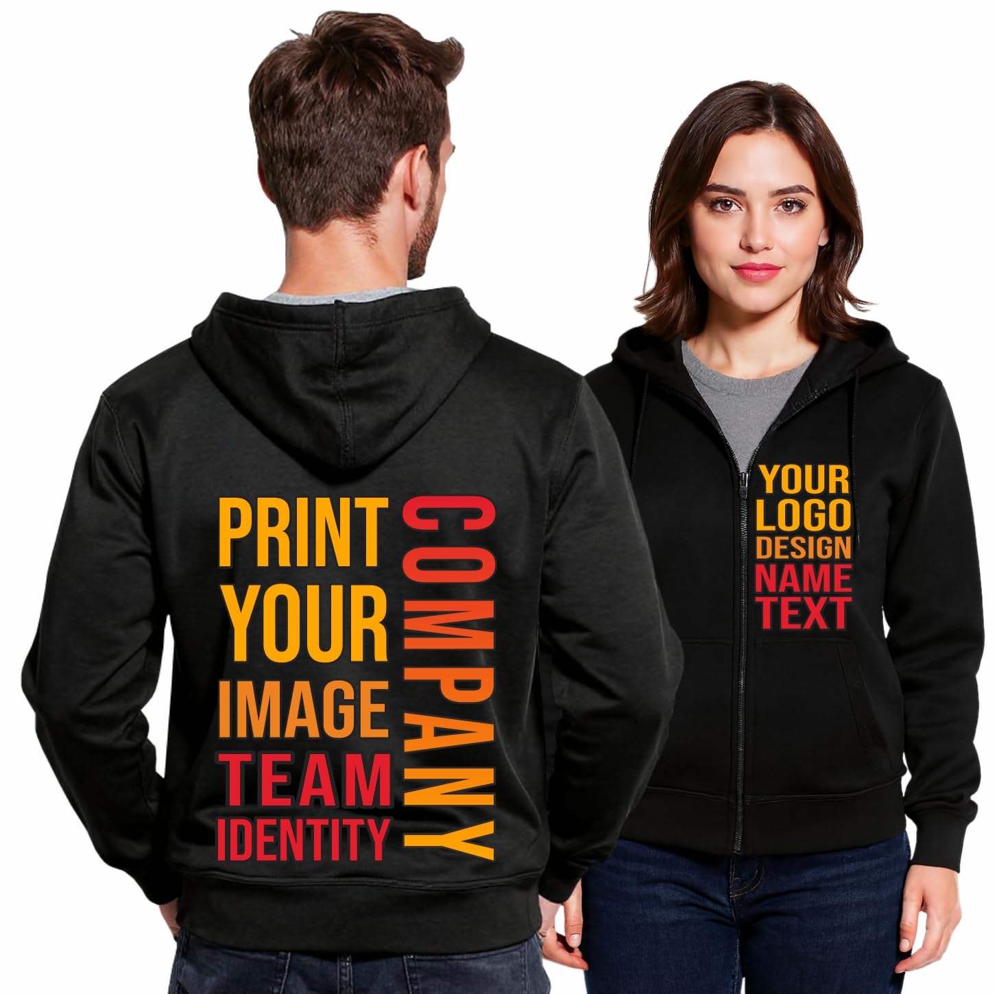 Personalisierter Unisex-Hoodie mit individuellem Foto, Logo, Text oder Schlichtes Langarm-Sweatshirt in normaler Passform für Damen Herren ohne Aufdruck