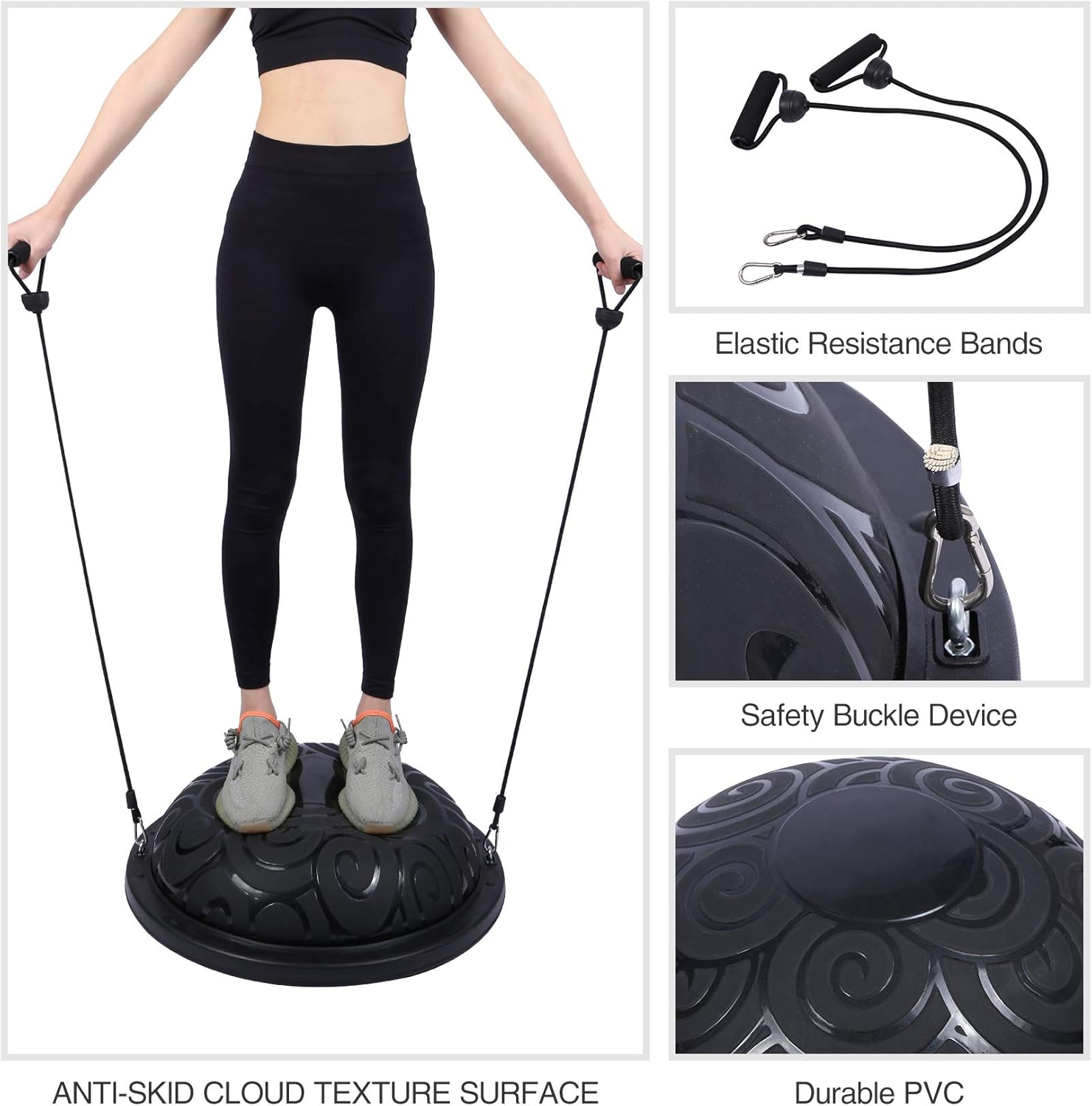 Gеt Chеар Prісе Domaker Balance Ball,Half Ball Balance Trainer with Resistance Bands,Yoga Balance Ball with Pump for Home Fitness,Strength Exercise,Workout Gym,Grey/Black 70% оƒƒ Dіѕсоunt Domaker Balance Ball,Half Ball Balance Trainer with Resistance Bands,Yoga Balance Ball with Pump for Home Fitness,Strength Exercise,Workout Gym,Grey/Black