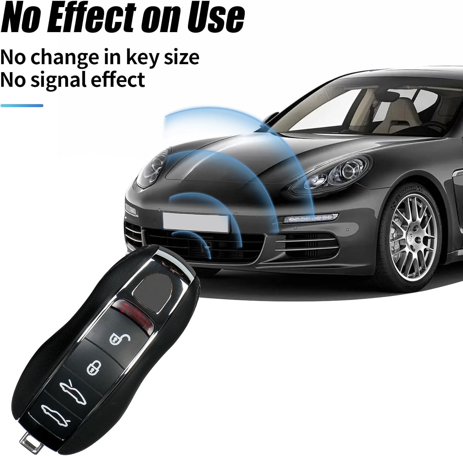 Black Key Fob Cover Leather Compatible with Porsche Key Shell Key Fob Shell Replacement Compatible with Porsche Cayenne Panamera 911 718 Macan Boxster Cayman Accessories
