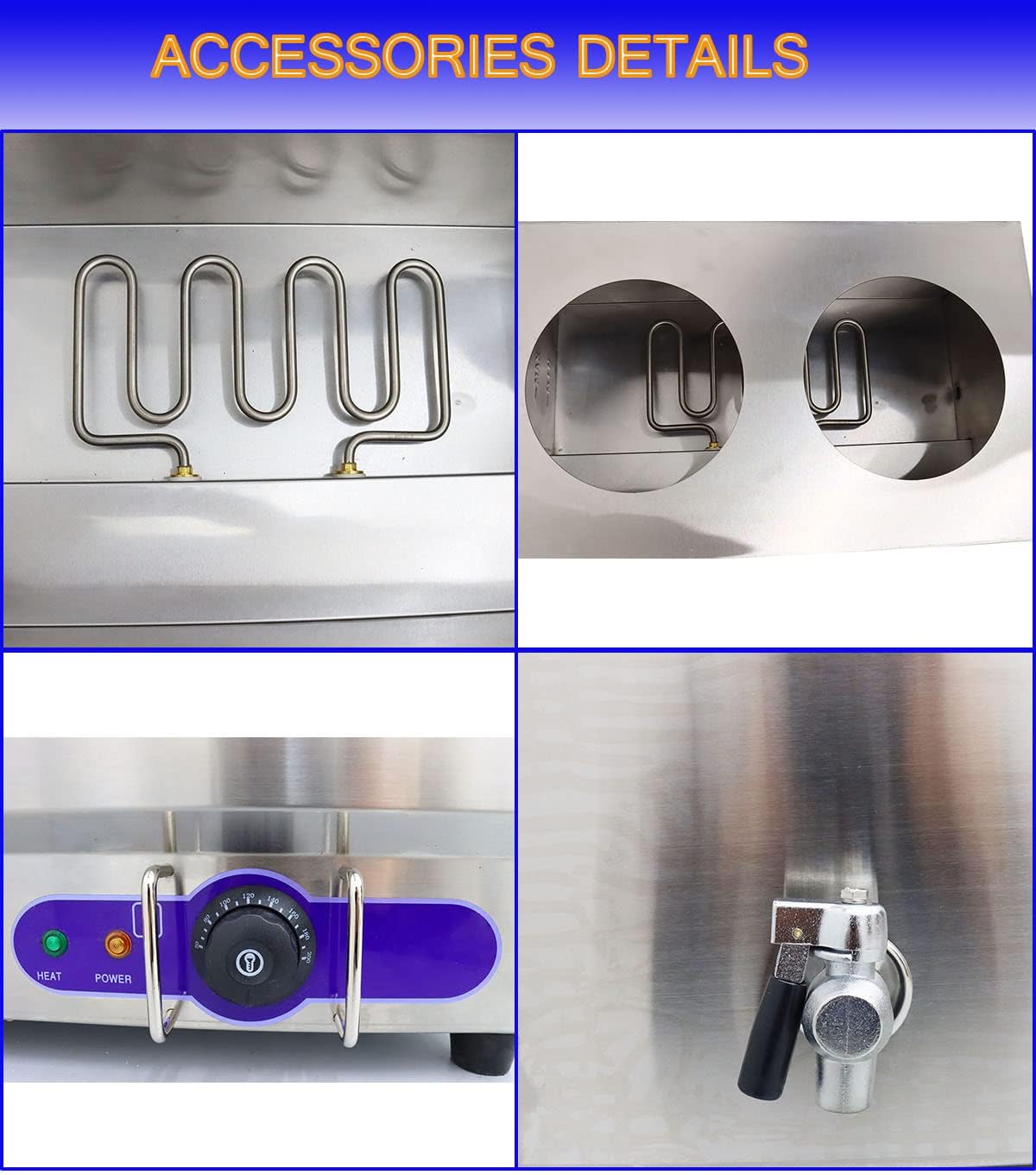 INTBUYING 2 Pan Food Soup Warmer Stove Bain Marie Commercial Canteen Buffet Steam Heater Stainless Steel with 2 Pots 110V 1500W