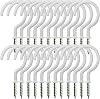 24 Pack Ceiling Hooks for Hanging Plants - 2 Inches Heavy Duty Hanging Hooks for Christmas Lights, Cups, Decors - Black Vinyl Coated Screw in Plant Hanger Hook Indoor and Outdoor