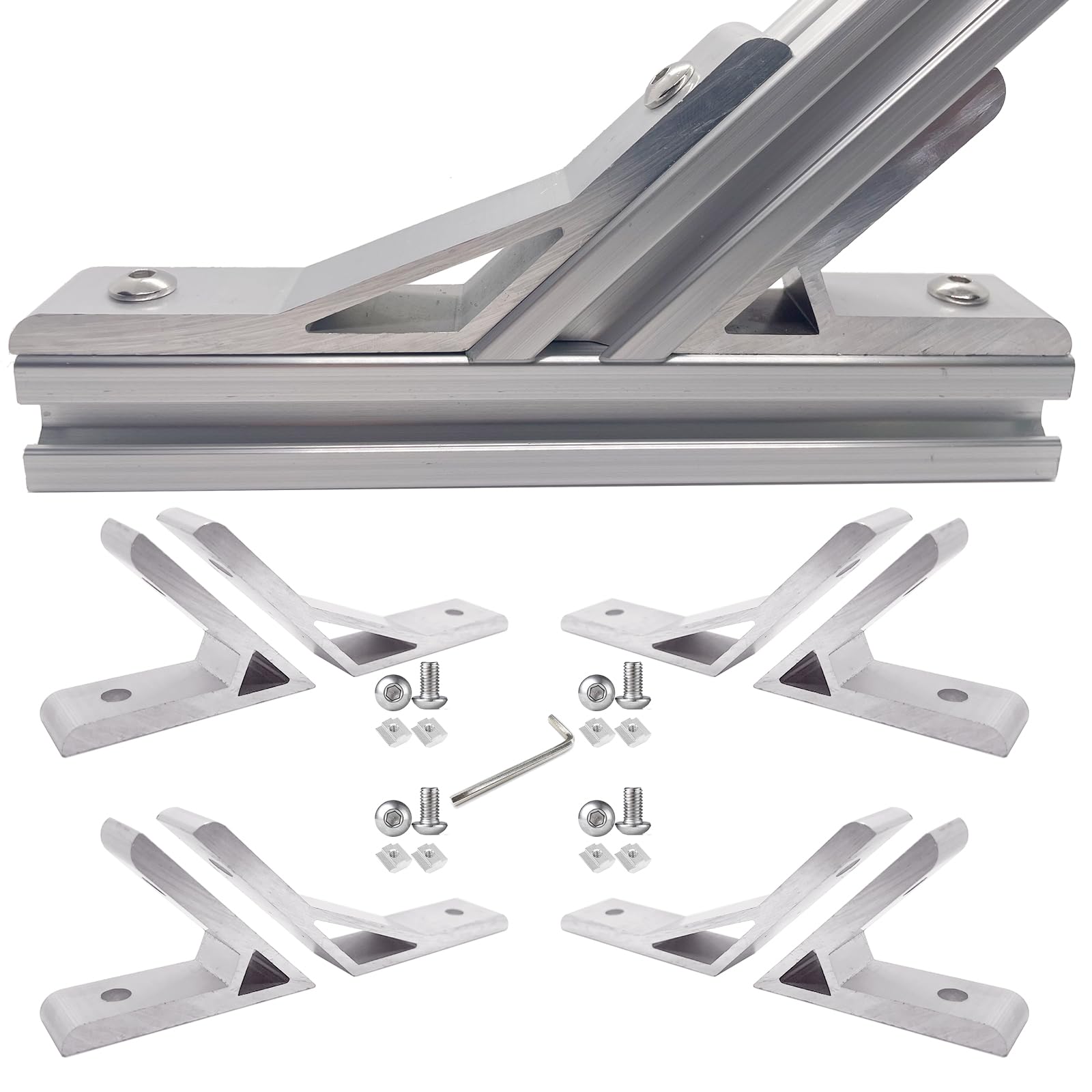 8sets 2020 Aluminum Extrusion Hardware Accessories with M5 T Nuts Screws&amp;Wrench for 45 Degree 135 Degree Angle V T Slot Rail 2020 Aluminum Extrusion Profile