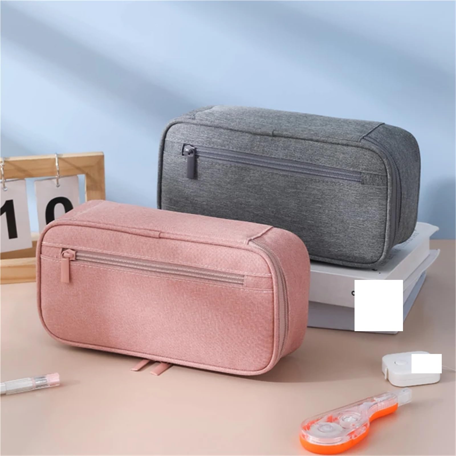 Estuche for lápices de Gran Capacidad, 2 uds., Estuches Escolares, Estuche for lápices, papelería, Pantalones de Color sólido, Material Escolar, Estuche for lápices para Estudiantes(Blue)