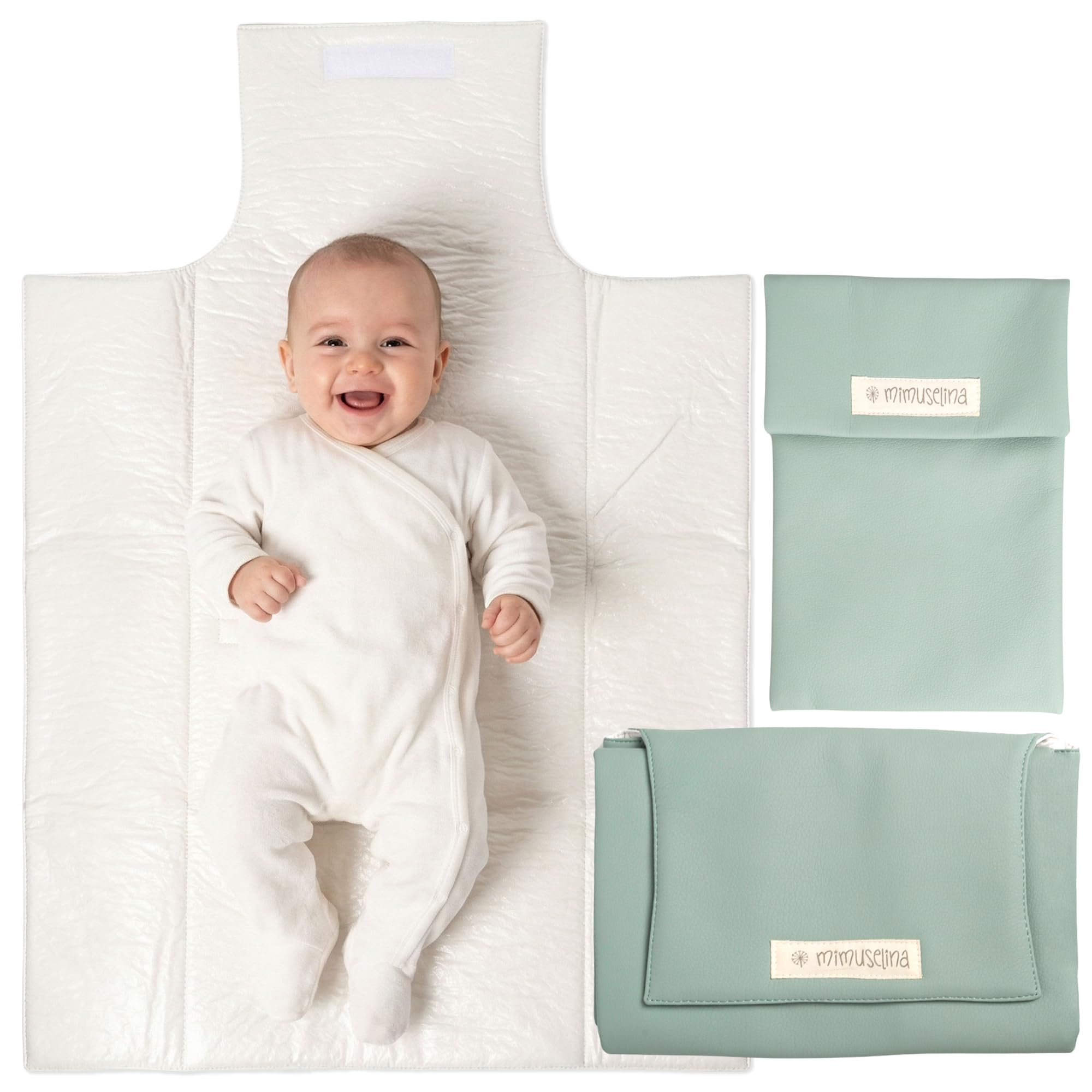 MIMUSELINA Pack de Cambiador Bebe Portatil Impermeable y Bolsa Pañales | Cambiador Bebe Plegable y Ligero para Paseo | Exterior 100% Algodón | Ideal como Regalo Recien Nacido | Hecho en España — view 22