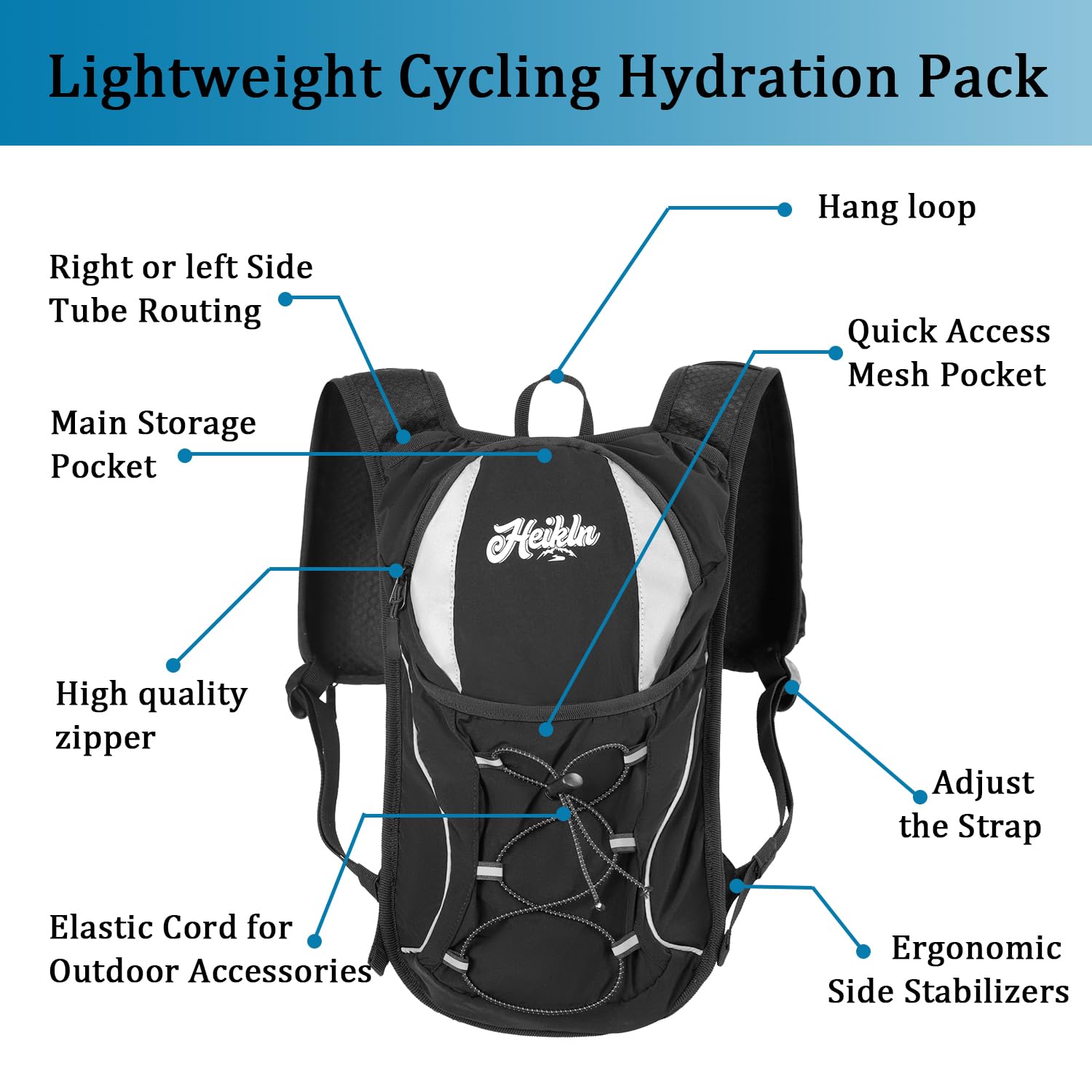 Mochila de hidratación, mochila de agua ligera con bolsa de agua de 2 litros para correr, chaleco de hidratación para senderismo, correr, ciclismo, senderismo